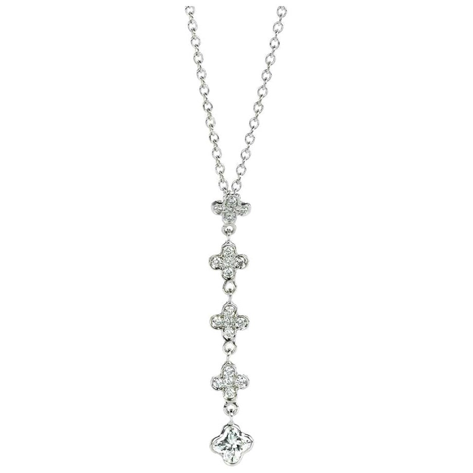 Colgante Flor Diamante Oro Blanco 18KT Gota, Cadena