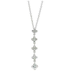 Colgante Flor Diamante Oro Blanco 18KT Gota, Cadena