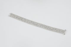 18kt White Gold Four Row Princess-Cut and Baguette Diamond Link Bracelet