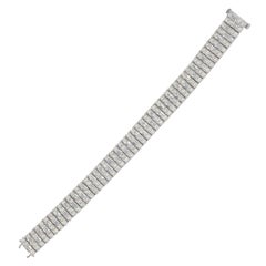 18kt White Gold Four Row Princess-Cut and Baguette Diamond Link Bracelet