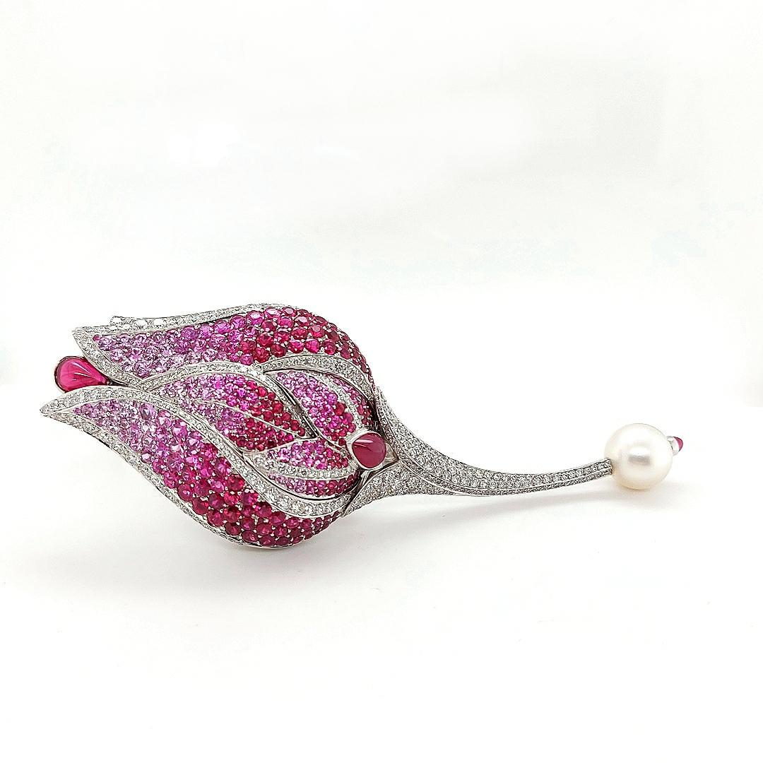 tulip ruby and diamond necklace