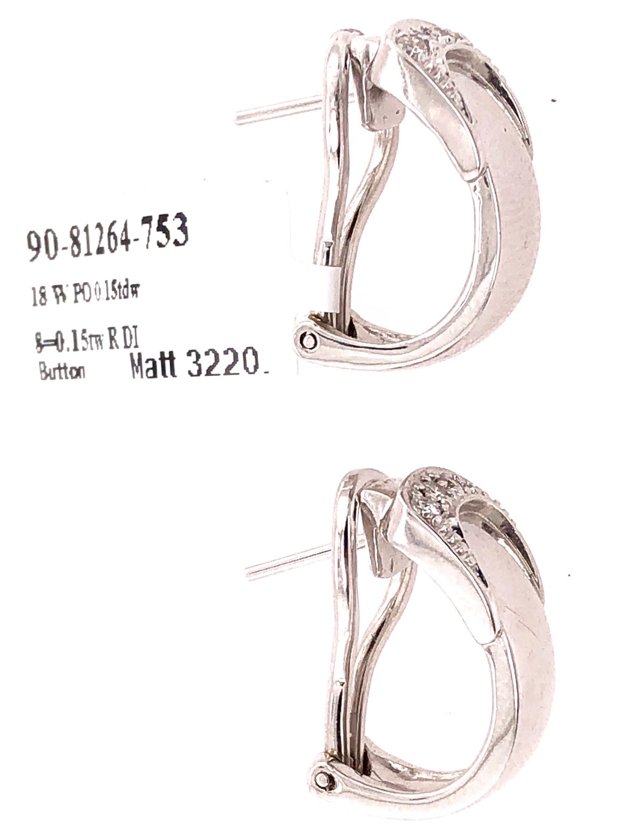 18 Karat White Gold French Lever Back Earrings with Diamonds For Sale 2