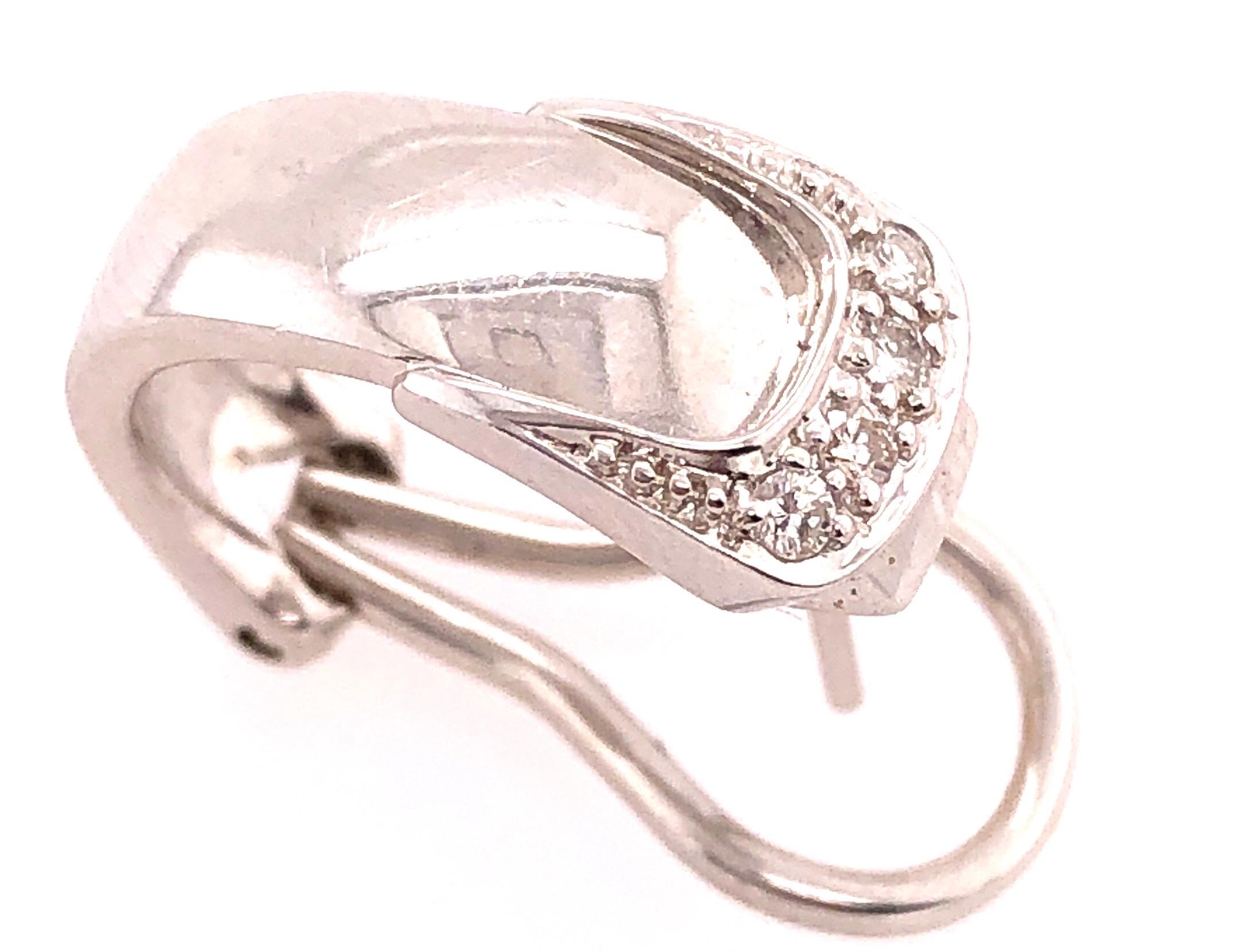 Round Cut 18 Karat White Gold French Lever Back Earrings with Diamonds For Sale