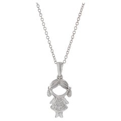 18KT White Gold Girl Diamond Charm Pendant