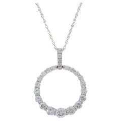 18KT White Gold Graduated Circle Diamond Pendant
