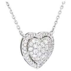 Natural Diamond Pendant 0.55 cts 18KT White Gold Heart Pendant Necklace