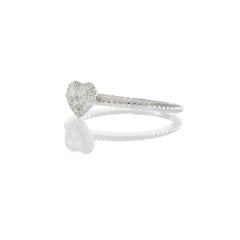 18KT White Gold Heart Diamond Twisted Rope Ring
