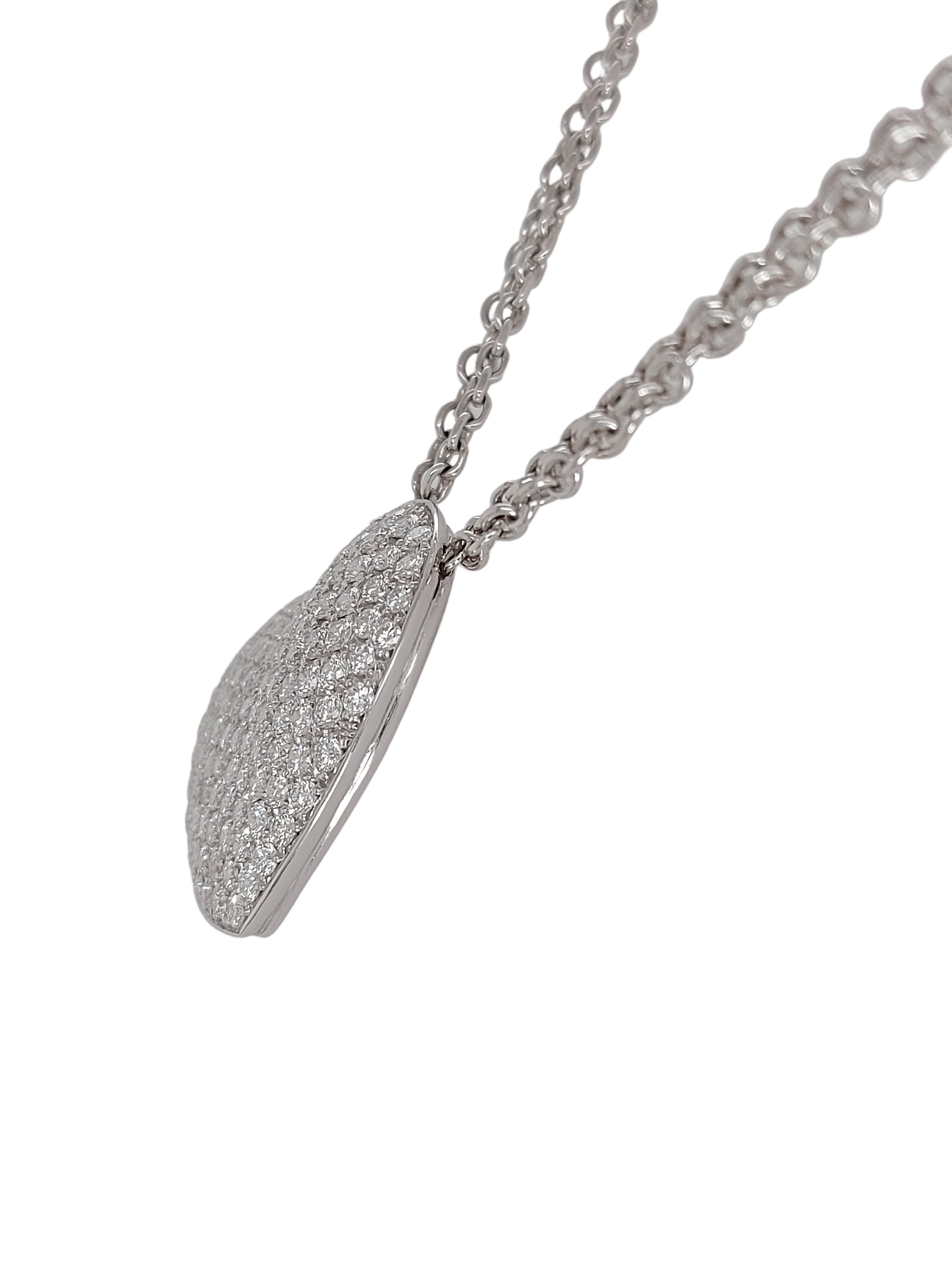 18kt Weißgold Herzförmige Halskette mit 4,96 Karat Diamanten im Brillantschliff Pavé 1
