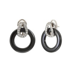 18KT White Gold Hematite and Diamond Drop Earrings