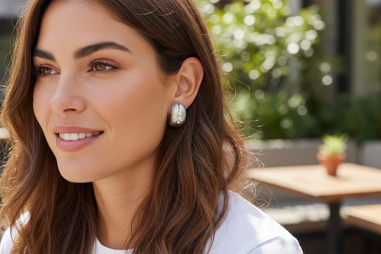 Eleganti e versatili, questi orecchini Huggie Hoop in oro bianco 18kt usati incarnano un lusso raffinato con un tocco moderno. Con una lunghezza di circa 0,50