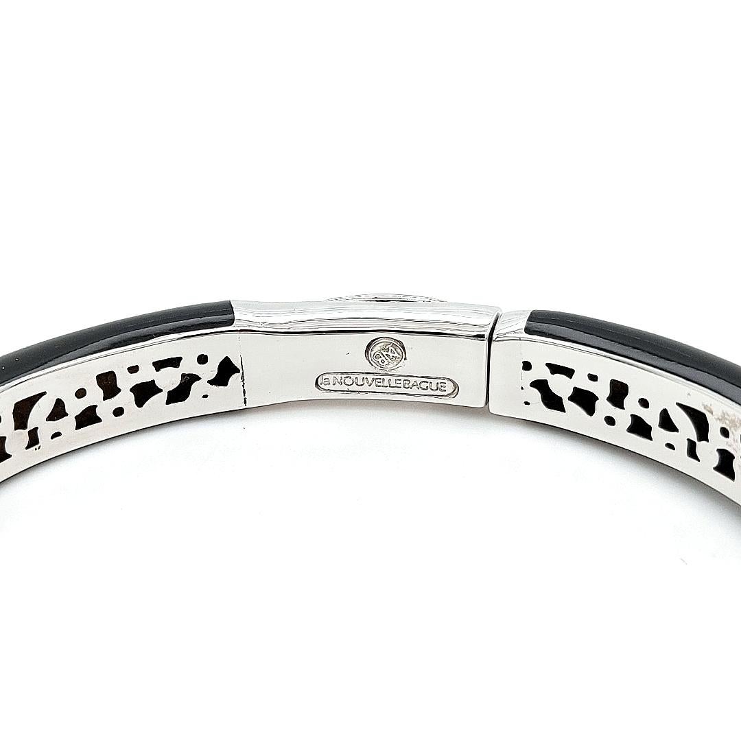 18kt Gold La Nouvelle Bague Firenze Enamel Bangle Bracelet with Diamonds For Sale 1