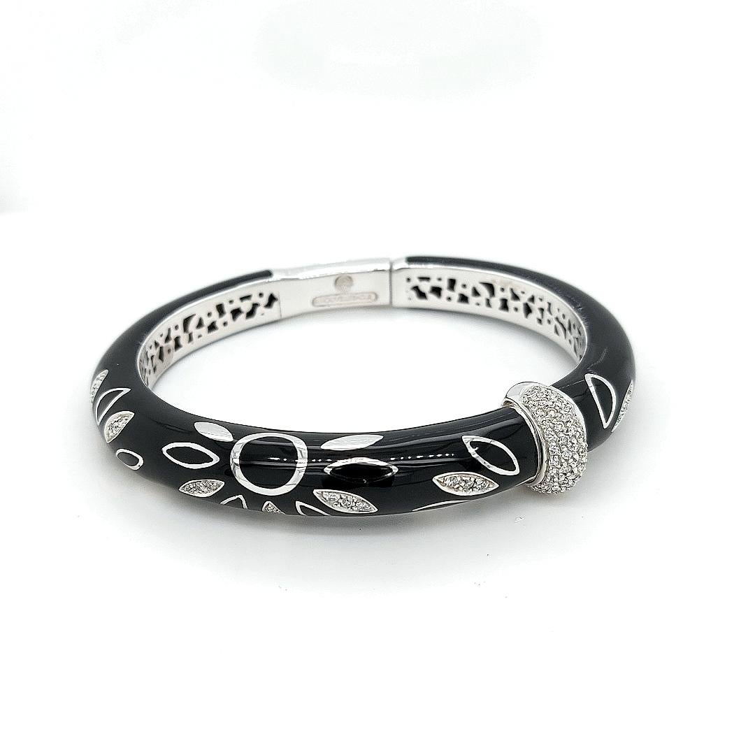18kt Gold La Nouvelle Bague Firenze Enamel Bangle Bracelet with Diamonds In Excellent Condition In Antwerp, BE