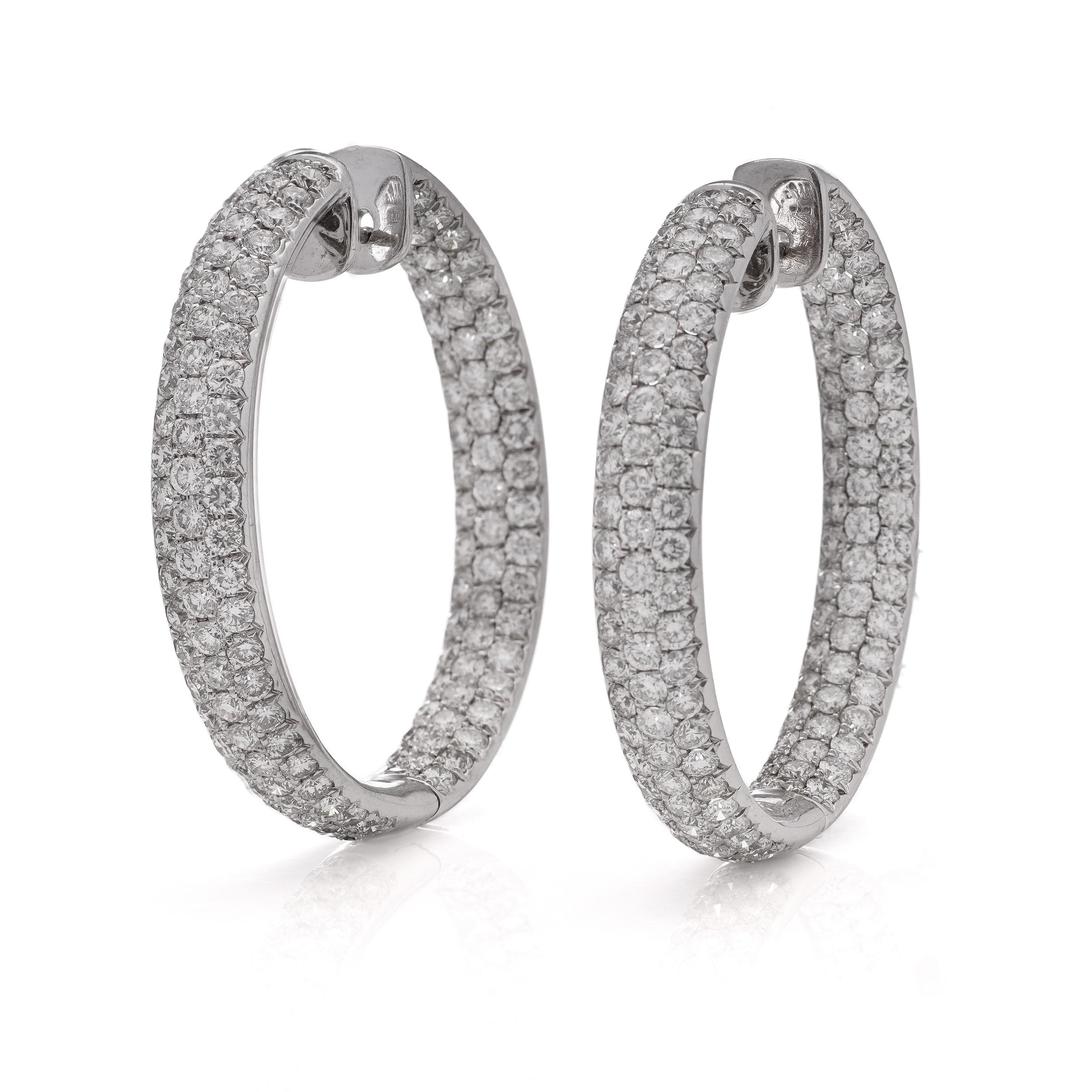 Odelia 18kt. gold double - sided hoop earrings with 8.19 cts. diamonds  For Sale 4