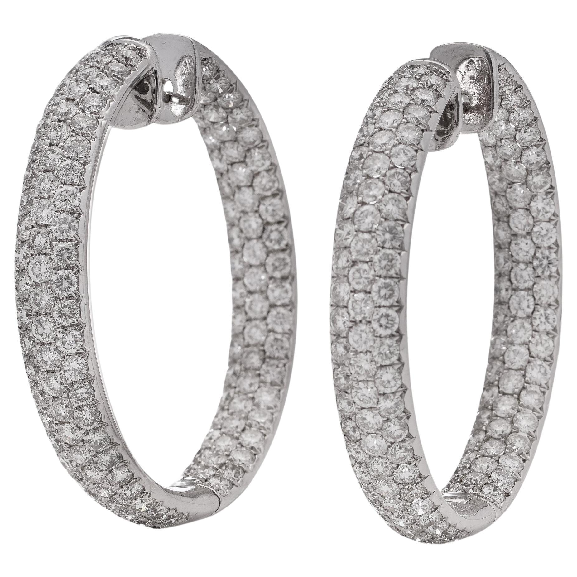 Odelia 18kt. gold double - sided hoop earrings with 8.19 cts. diamonds  For Sale