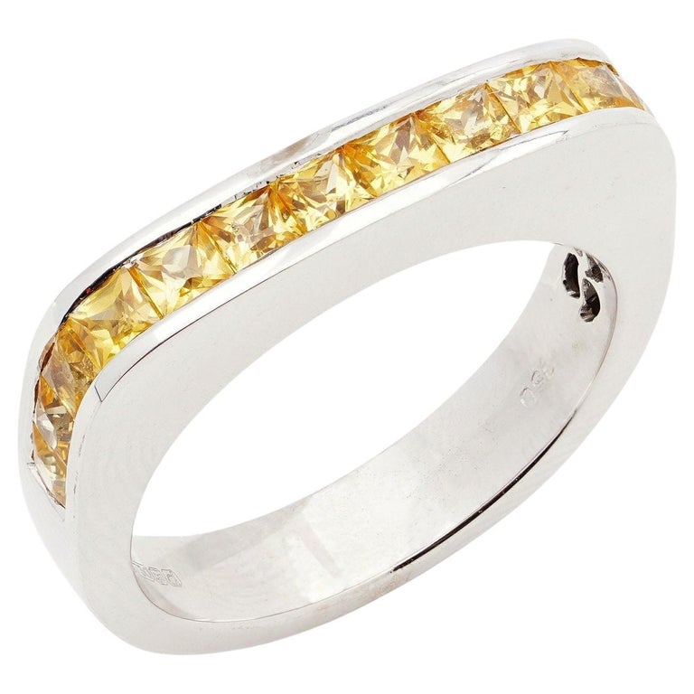 Ladish Ring 18kt White Gold Ladies Ring with 1.40 Ct. Yellow Sapphires For Sale at ...