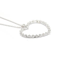 18kt White Gold Large Diamond Heart Pendant with 0.54ct of Diamonds