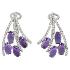 Les Papillons Boucles d'oreilles en or blanc 18 carats avec améthyste violette et diamants