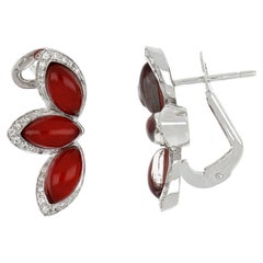 18kt White Gold Les Papillons Earrings with Red Aventurine and Diamons