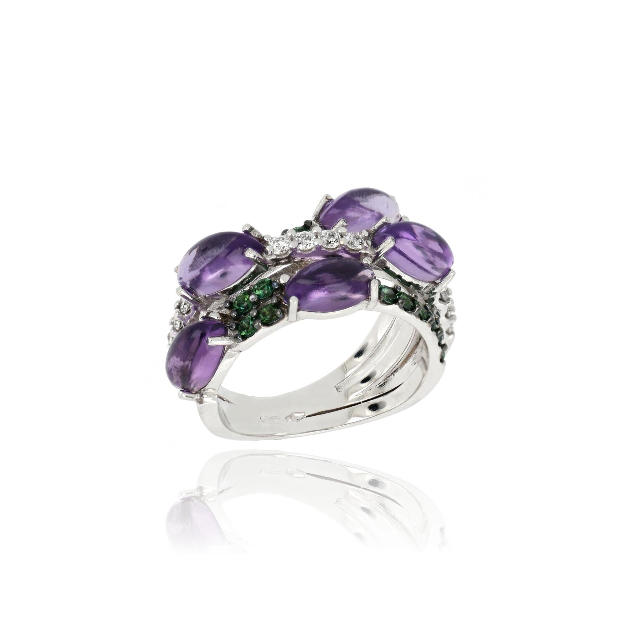 For Sale:  18kt White Gold Les Papillons Purple Amethyst Ring with Topazes and Diamonds 3