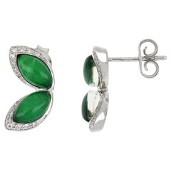 18kt White Gold Les Papillons Small Earrings with Green Aventurine and Diamonds