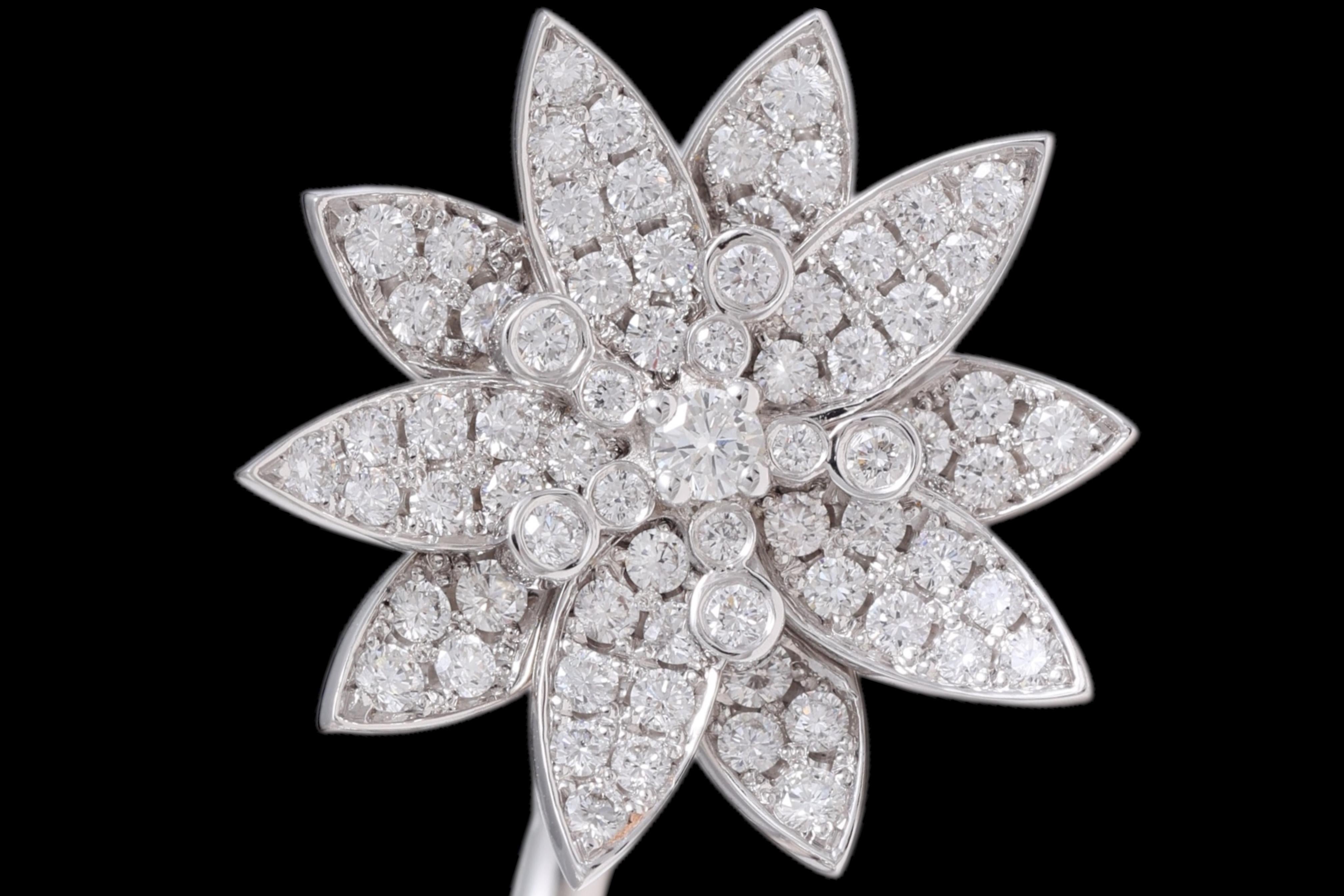 18kt White Gold 'Lotus' Between Finger Ring Set with Top Quality Diamonds For Sale 2