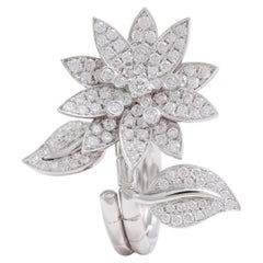 18kt White Gold 'Lotus' Between Finger Ring Set with Top Quality Diamonds