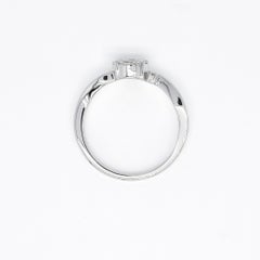 18KT White Gold Marquise Princess Single Cluster Side Accented Diamond Ring