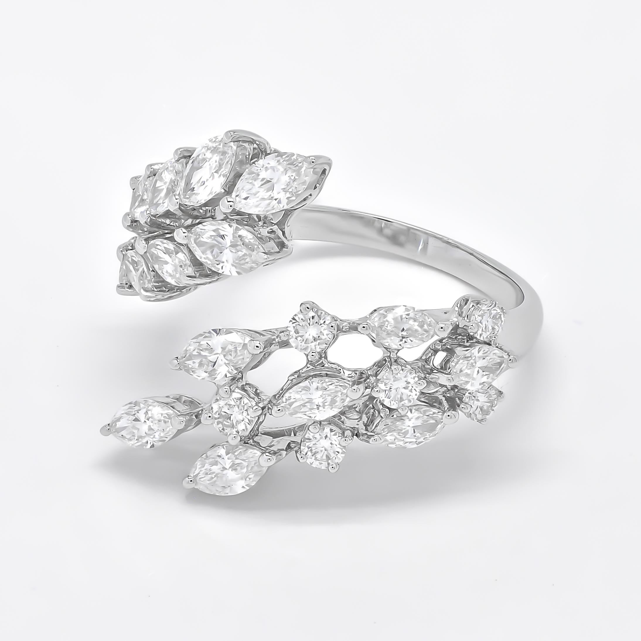Halb-Eternity Anniversary, 18KT, Weißgold, Marquise-Diamanten in runden Zacken  im Angebot 1
