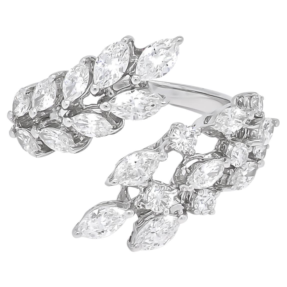 18KT White Gold Marquise Round Diamonds by Pass Prong Half Eternity Anniversary  For Sale