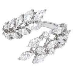 18KT White Gold Marquise Round Diamonds by Pass Prong Half Eternity Anniversary 