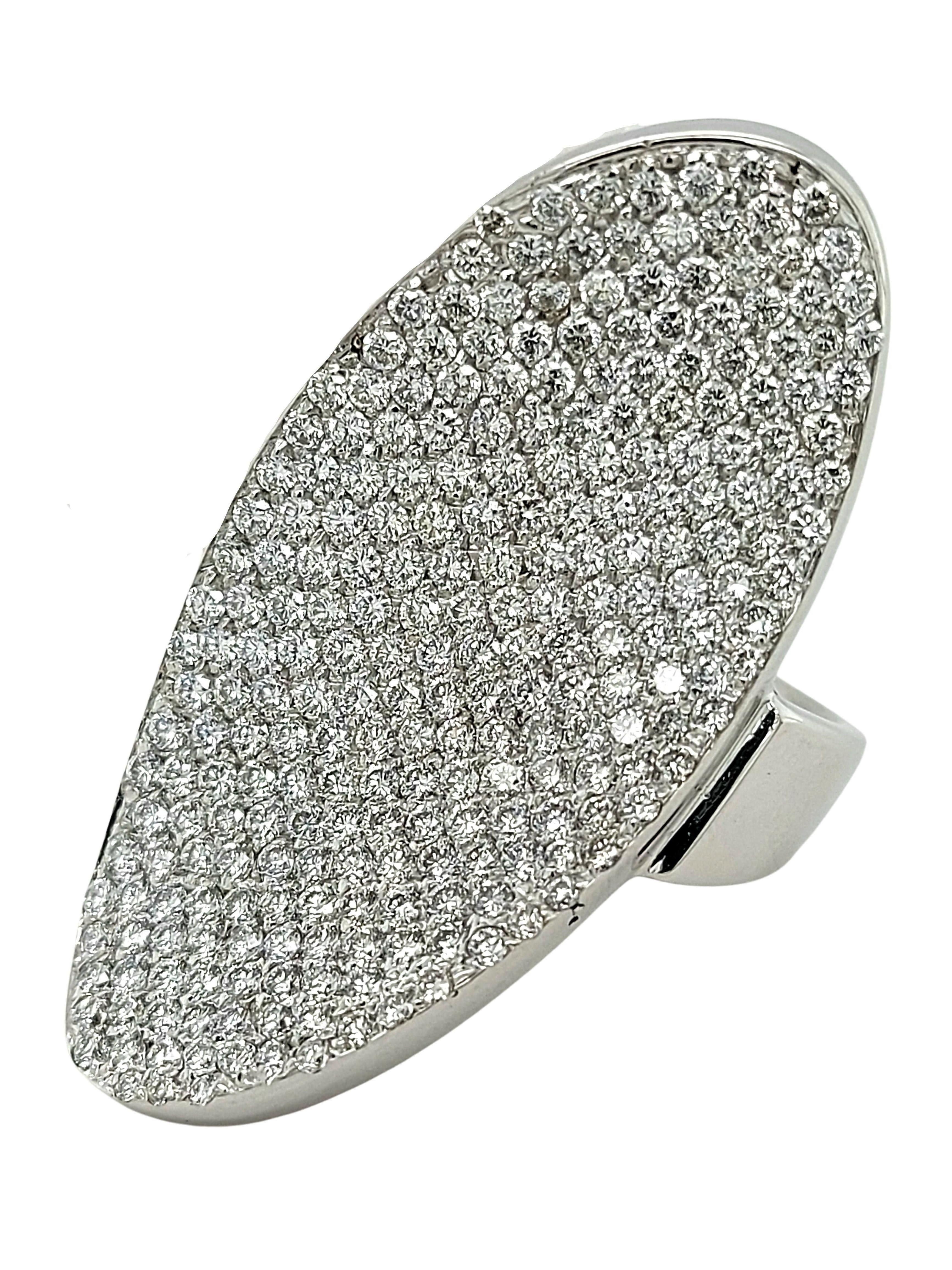 Gorgeous 18kt Whit Gold Mattioli Hiroko Ring Pave Set With Diamonds

Diamonds: 264 brilliant cut diamonds

Material: 18kt White gold

Ring size: 51.9 EU / 6 US ( can be resized for free)

Total weight: 14.8 gram / 0.520 oz  / 9.45 dwt

Measurements: