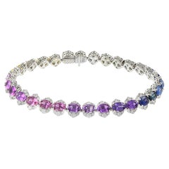 18KT White Gold Multi Color Sapphire and Diamond Bracelet