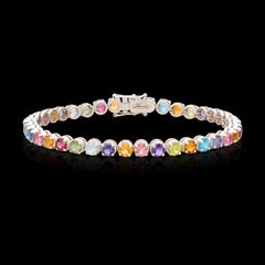 Bracciale con pietre preziose multicolore in oro bianco 18 carati