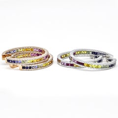 Natural Diamonds 1.27 carats 18KT White Gold Sapphire Hoop Earrings