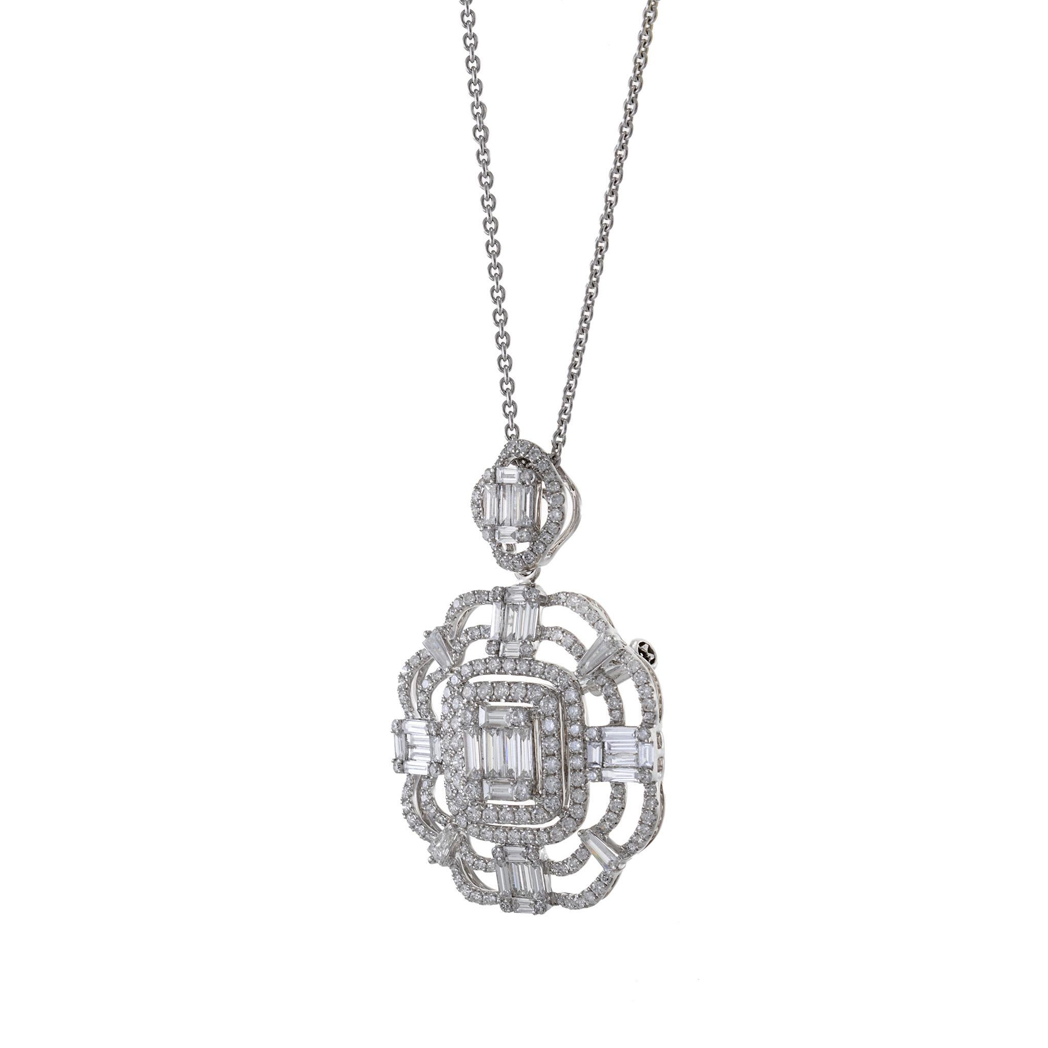 Moderno Collana in oro bianco 18KT con diamanti multi taglio in vendita