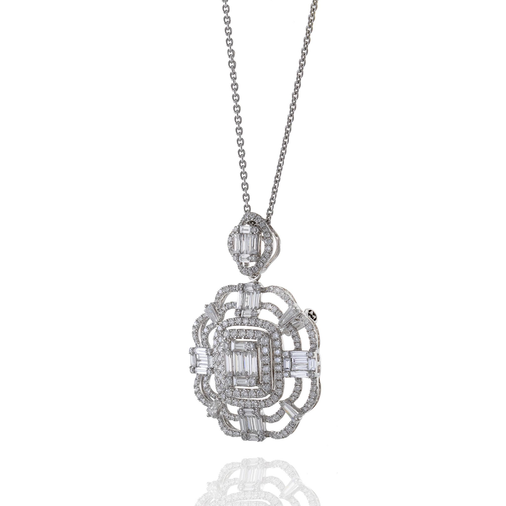 Taglio misto Collana in oro bianco 18KT con diamanti multi taglio in vendita