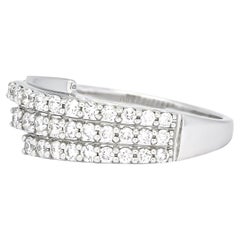 Natural Diamonds 0.55 Carat 18KT White Gold Multi Row Stackable Ring
