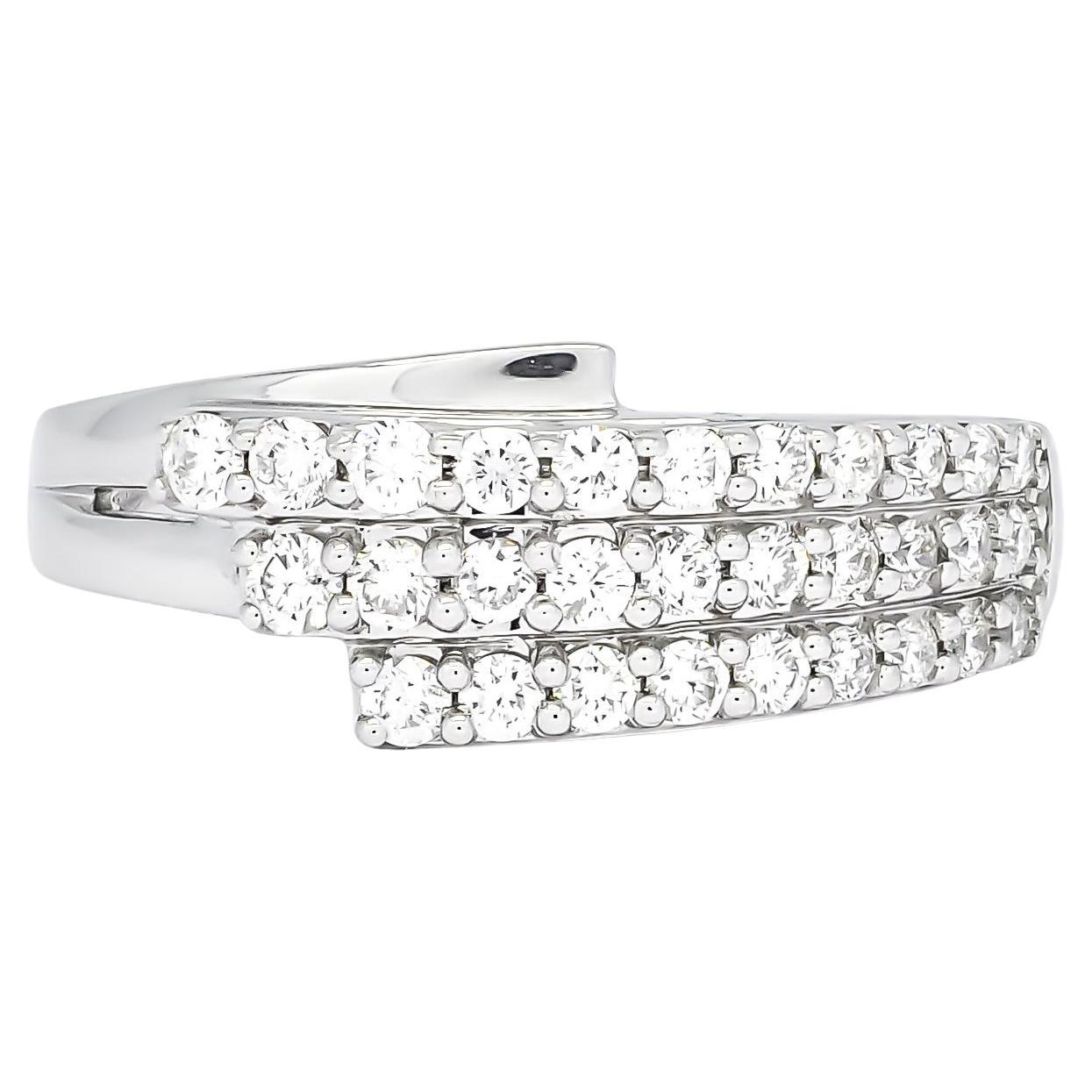 Natürliche Diamanten 18KT Weißgold Multi Row  Stapelbarer, modischer und stilvoller Ring im Angebot