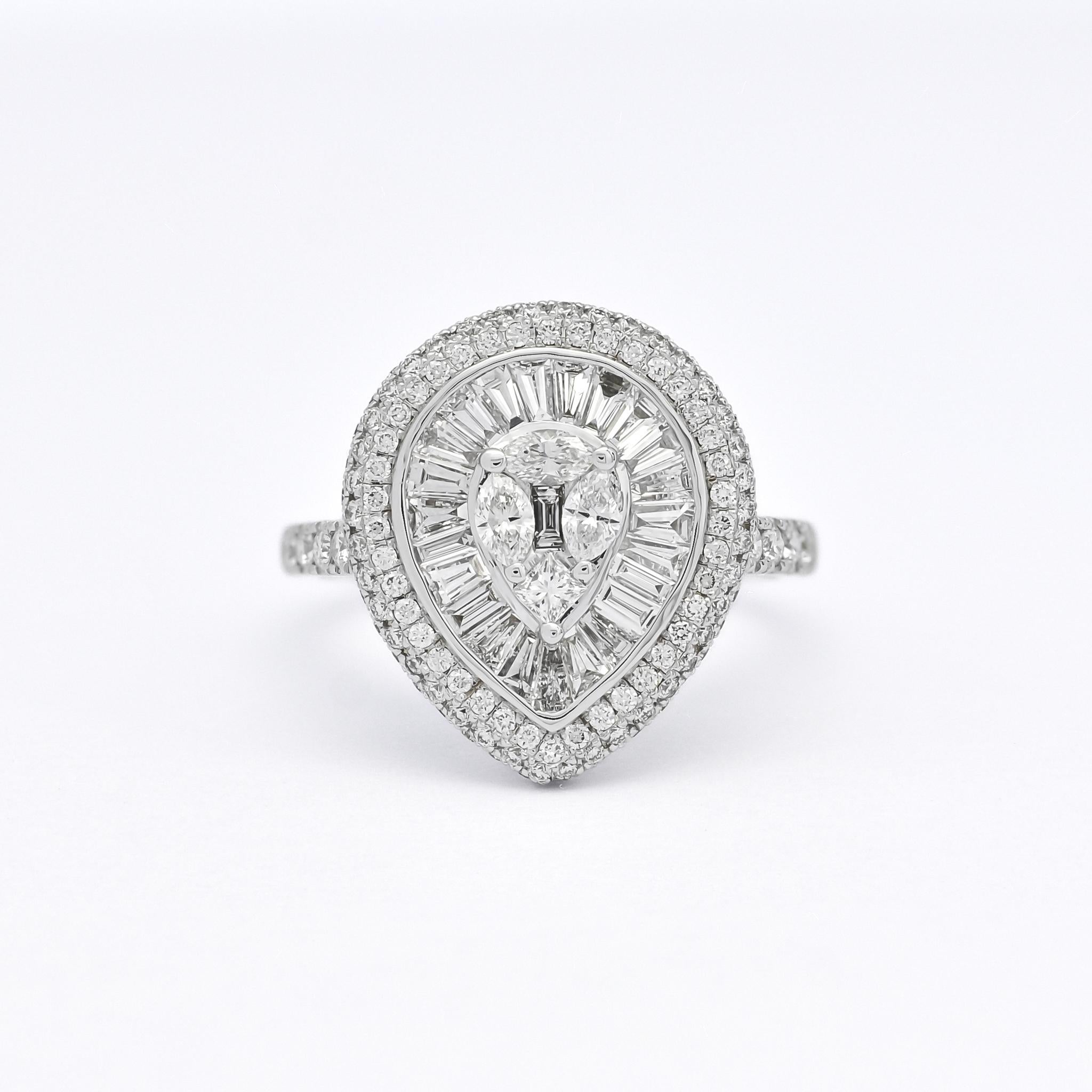  Natural Diamonds 1.62 Carats 18KT White Gold Cocktail Modern Ring In New Condition For Sale In Antwerpen, BE