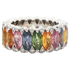 18kt White Gold Multicolor Sapphire Band Ring