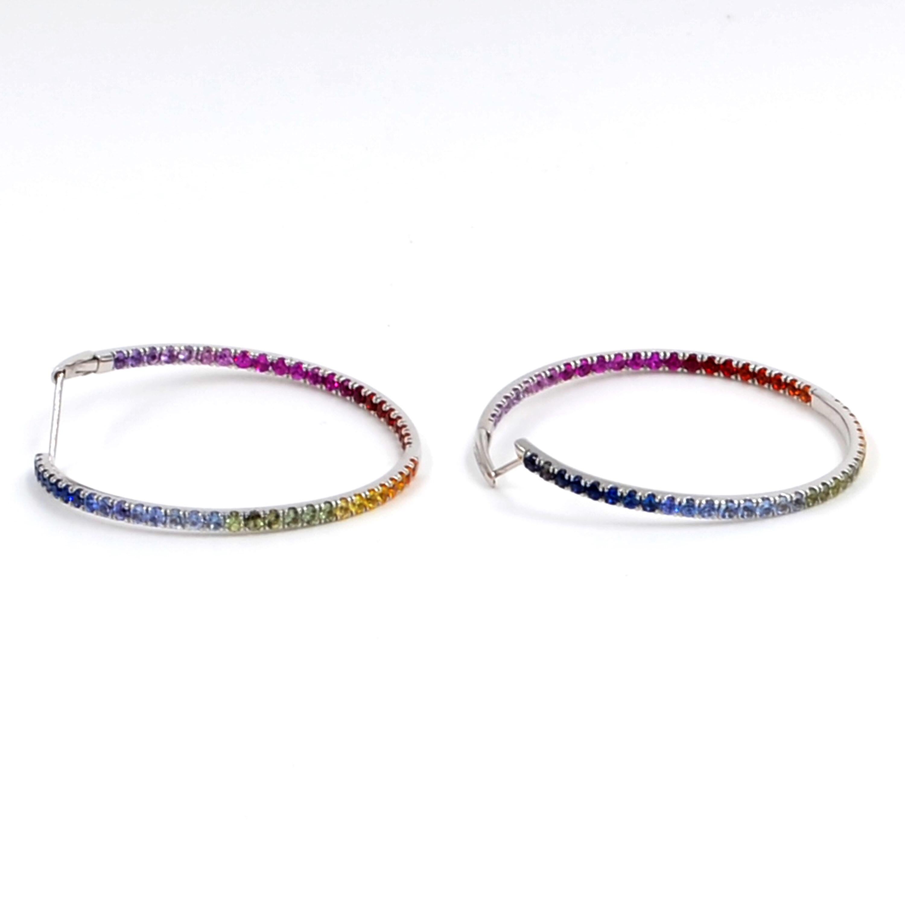 rainbow sapphire hoop earrings