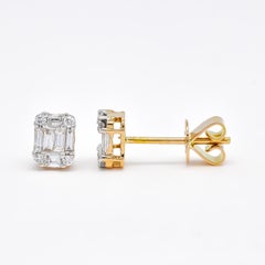 Natural Diamond 0.44 Carats 18KT White Gold Simple Cluster Stud Earrings