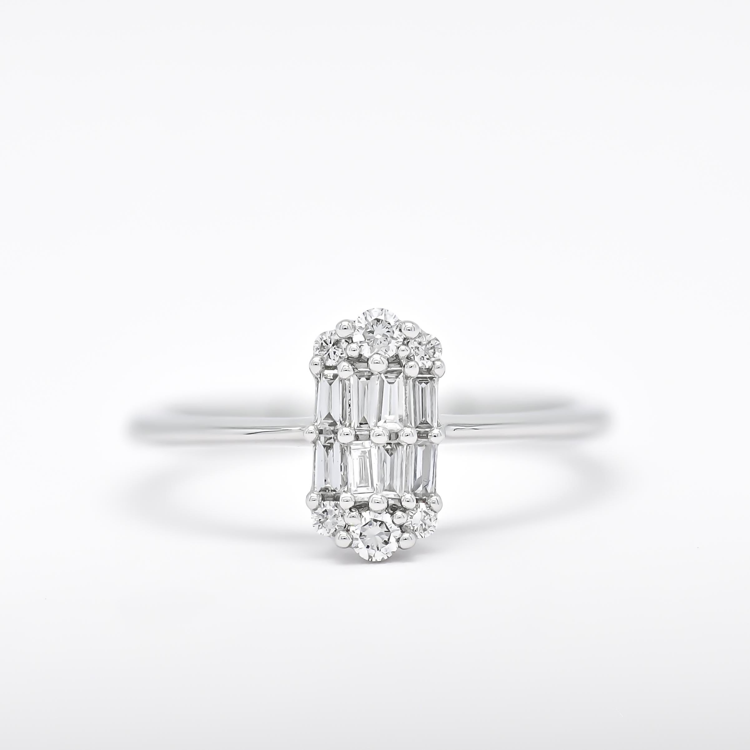 For Sale:   Natural Diamonds 0.23 ct in 18 Karat white Gold Cluster Art Deco Ring 6