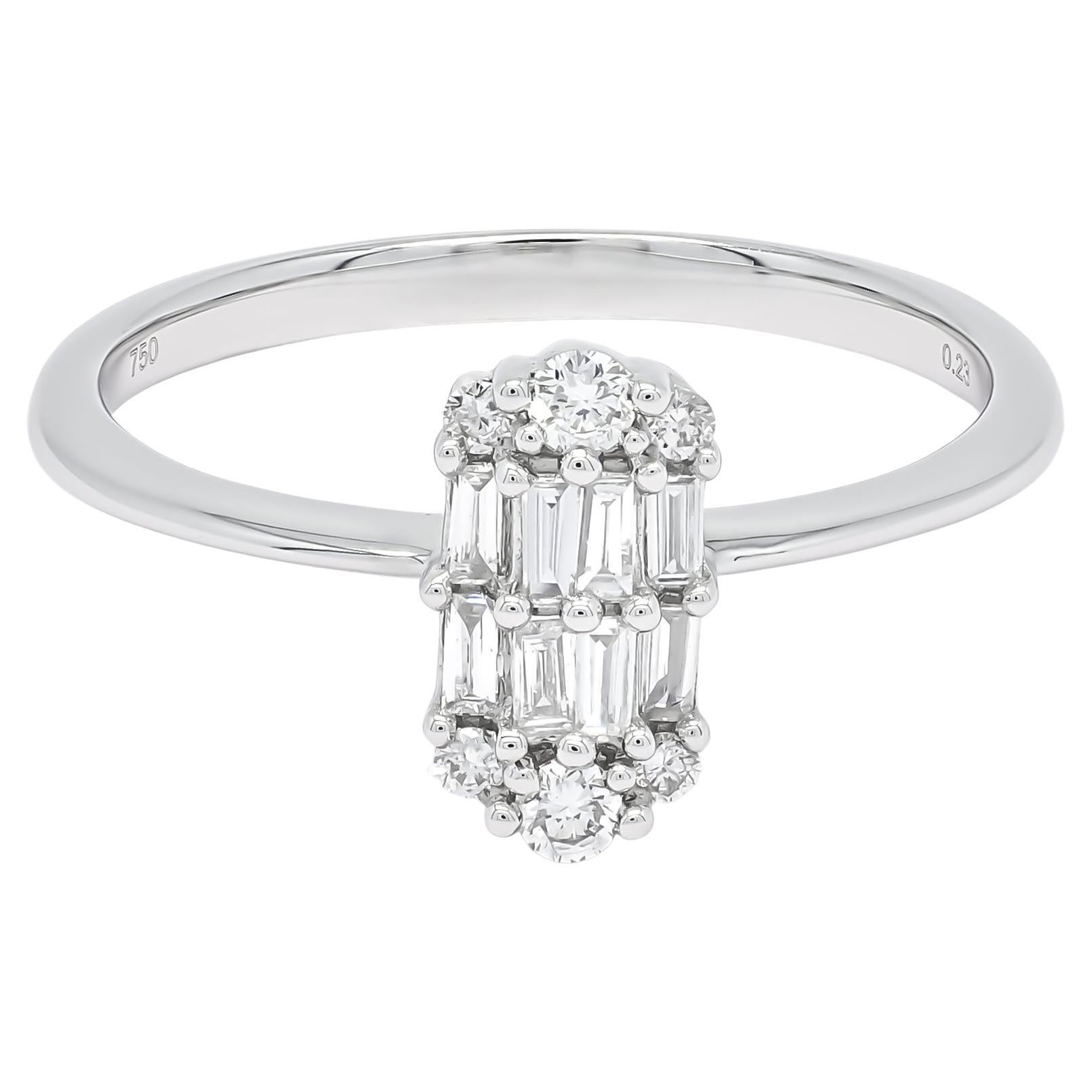  Natural Diamonds 0.23 ct in 18 Karat white Gold Cluster Art Deco Ring