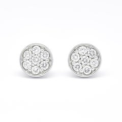 18 Karat White Gold Natural Diamond 0.30 Carat Flower Cluster Stud Earrings