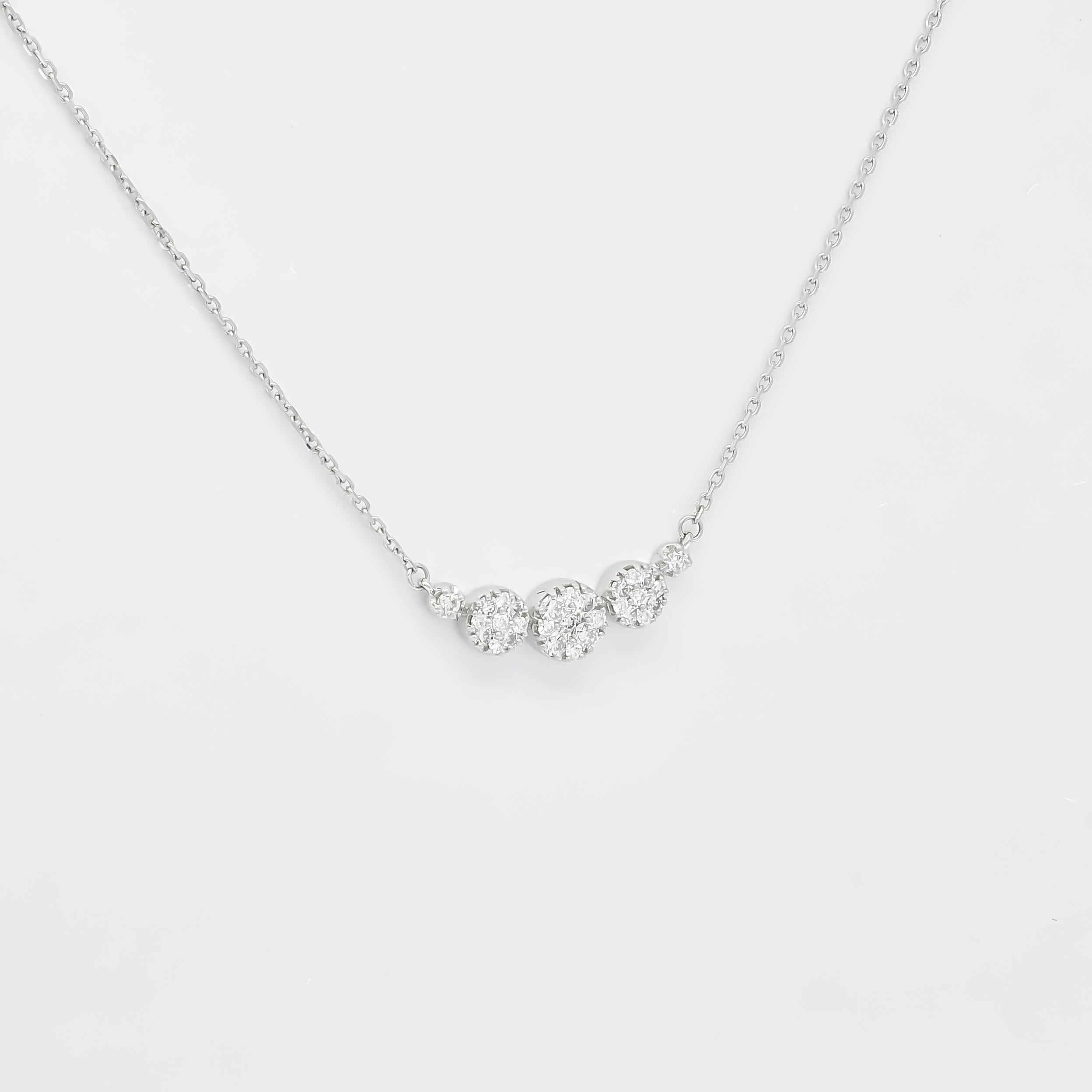 Artisan Natural Diamond 0.33 carat 18KT White Gold  Cluster Pendant Necklace For Sale