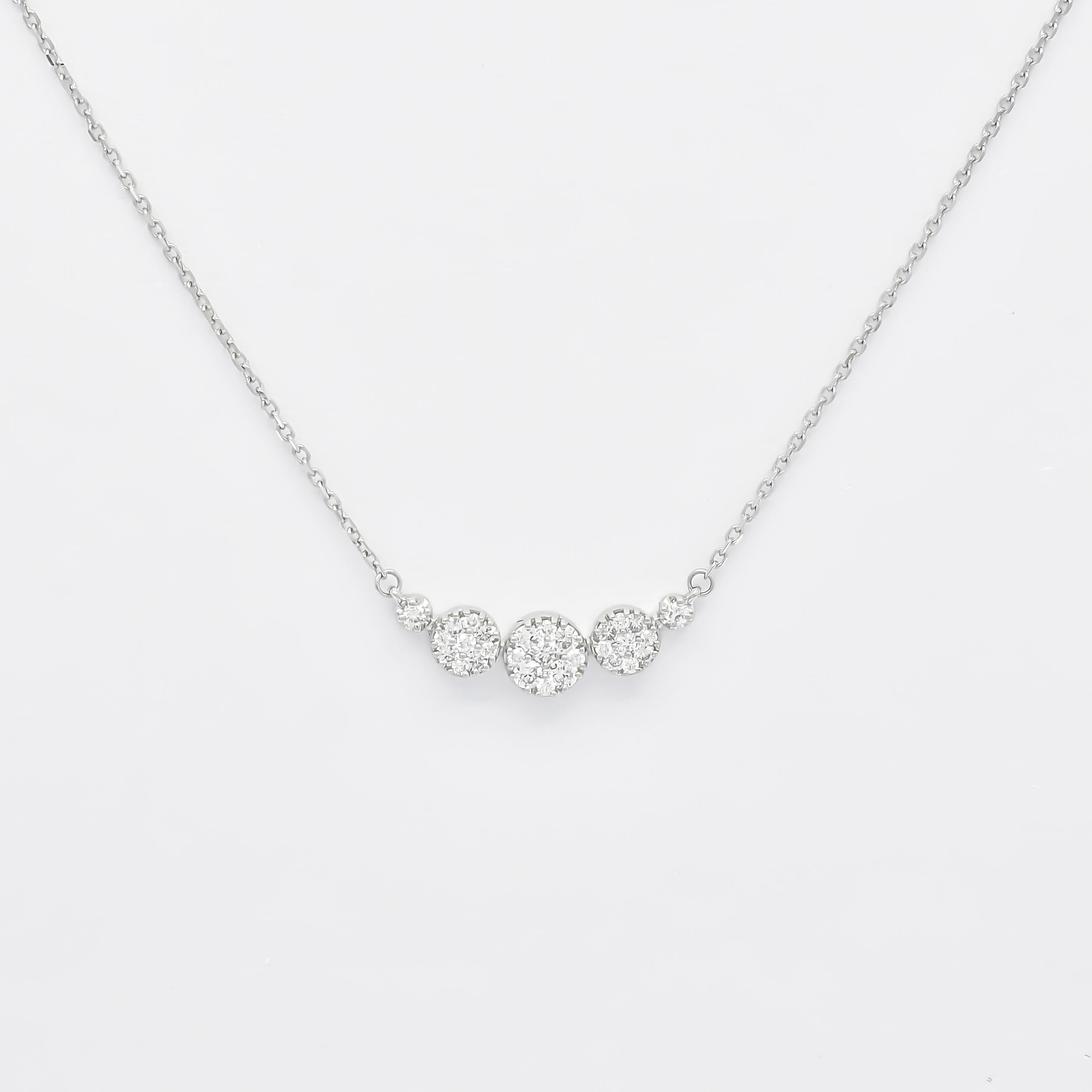 Round Cut Natural Diamond 0.33 carat 18KT White Gold  Cluster Pendant Necklace For Sale