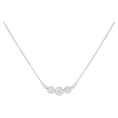 18KT White Gold Natural Diamond 3 Cluster Pendant Necklace N065844