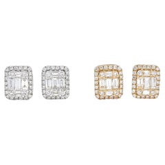 Natural Diamond 0.70 Carats 18KT White Gold Cluster Stud Earrings
