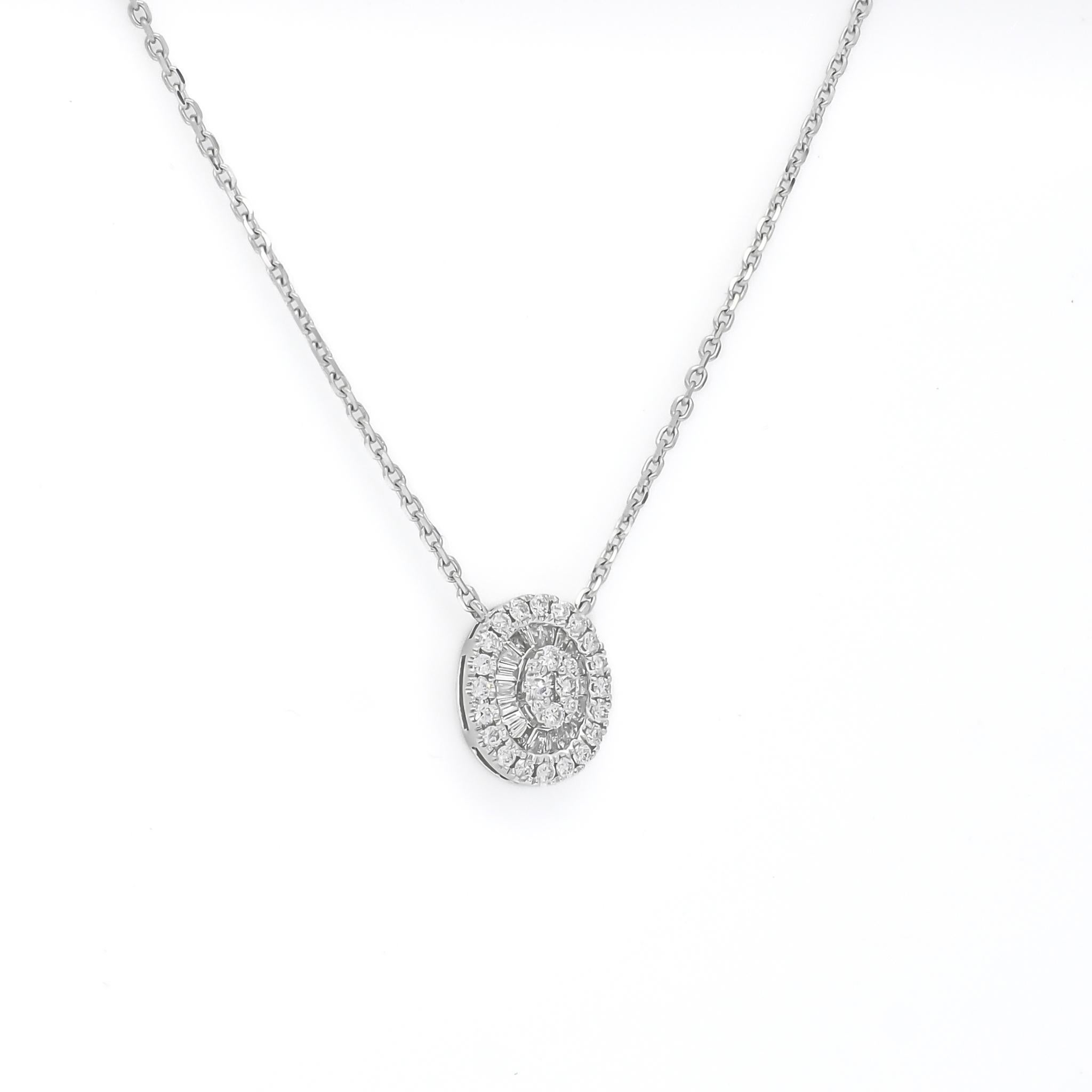 Round Cut Natural Diamond Pendant 0.28 cts 18KT White Gold chain Pendant Necklace N10912 For Sale